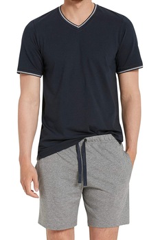 Set tricou si pantaloni scurti de casa barbati, Marco Polo, albastru/gri, L (52) Set tricou si pantaloni scurti de casa barbati, Marco Polo, albastru/gri, L (52)