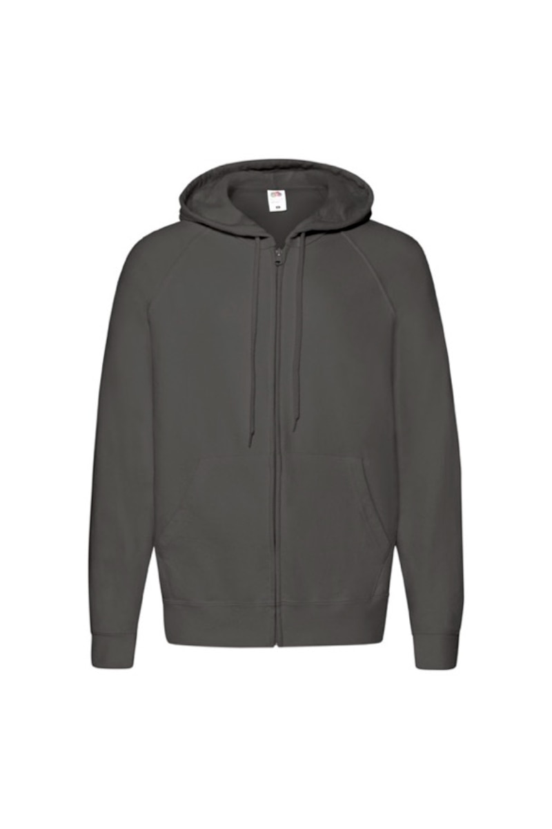 Hanorac cu gluga Fruit of the Loom, Bumbac/Poliester cu fermoar, Gri inchis