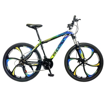 Bicicleta Mountain Bike Tornado 26 inch, PHOENIX, cadru otel, frane pe disc, 21 viteze Shimano, albastru-galben Bicicleta Mountain Bike Tornado 26 inch, PHOENIX, cadru otel, frane pe disc, 21 viteze Shimano, albastru-galben
