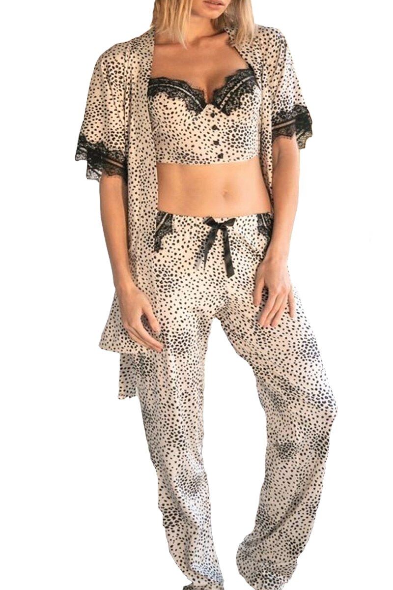 Pijama 2 piese, Jasmin, Alb/Negru