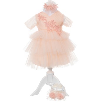 Set Rochita Fairy Princess Eleganta AKU pentru Botez si Aniversari, din 5 piese, Crem 0-3 luni, Lungime 38 cm, AK7431 Set Rochita Fairy Princess Eleganta AKU pentru Botez si Aniversari, din 5 piese, Crem 0-3 luni, Lungime 38 cm, AK7431