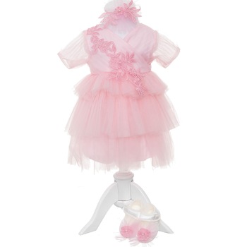 Set Rochita Fairy Princess Eleganta AKU pentru Botez si Aniversari, din 5 piese, ROZ 3-6 luni, Lungime 40 cm, AK7431 Set Rochita Fairy Princess Eleganta AKU pentru Botez si Aniversari, din 5 piese, ROZ 3-6 luni, Lungime 40 cm, AK7431