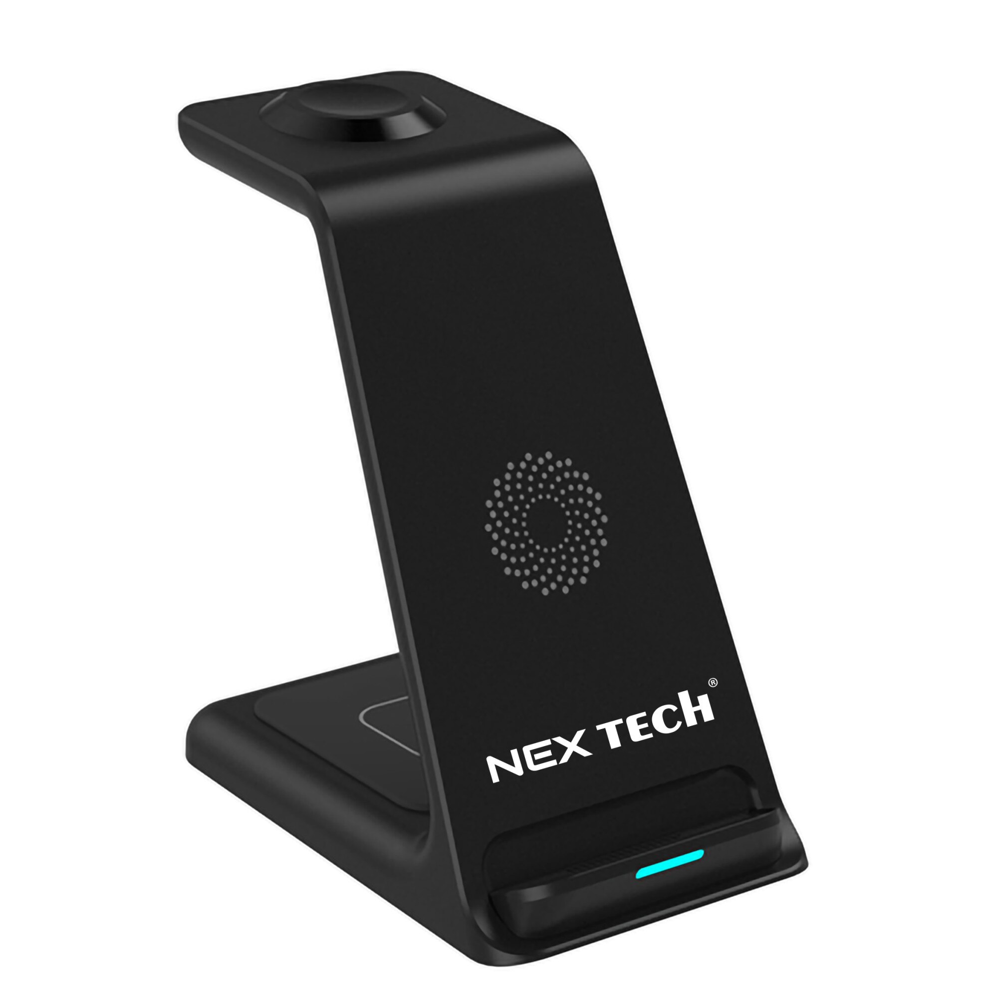 Incarcator wireless 3 in 1 NEX TECH® 15W Compact Fast Charge Compatibil cu iWatch, Airpods, Apple, Samsung, Xiaomi, Huawei, Sony, Lenovo, Oppo, Nokia, Negru