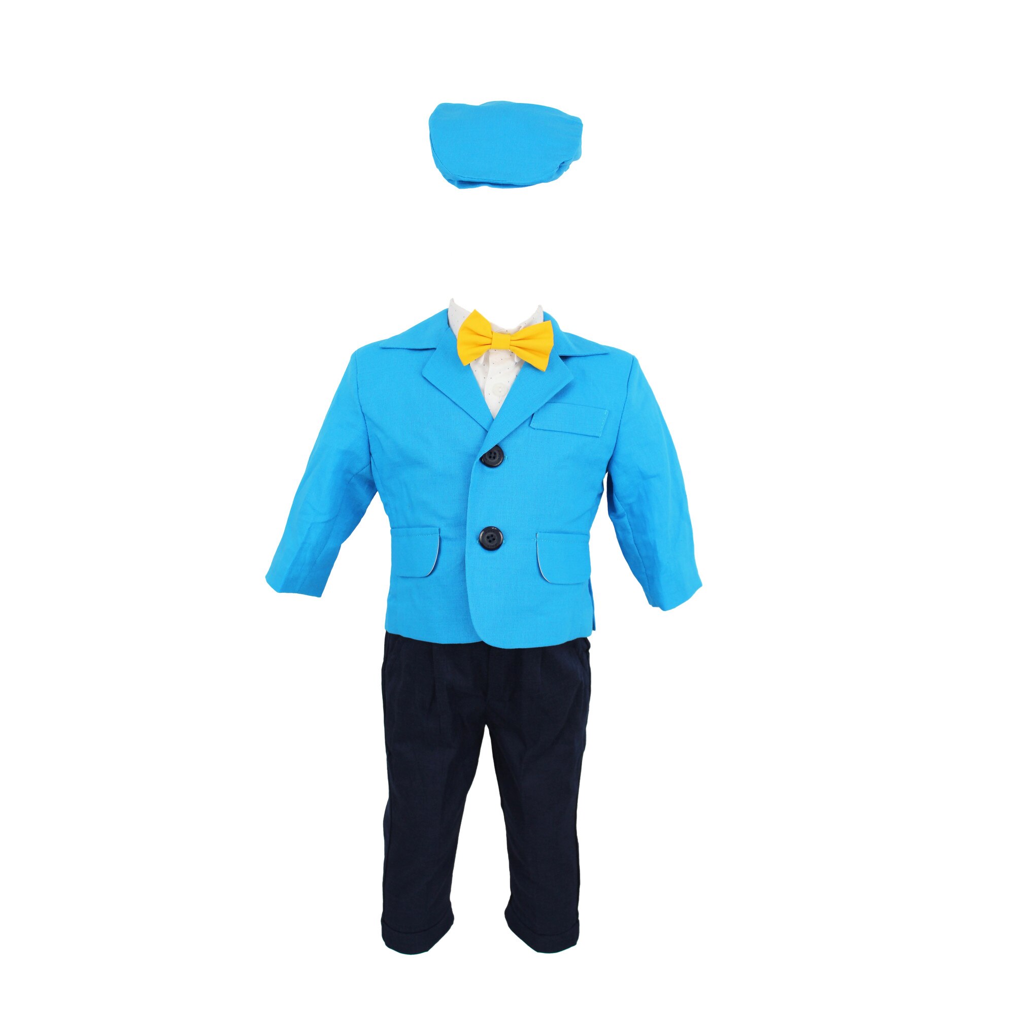 Costum botez Summer Time bleu-bleumarin, varsta 6-9 luni