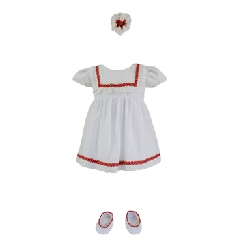 Rochie botez, model Miss, culoare alb-rosu, varsta 0-3 luni Rochie botez, model Miss, culoare alb-rosu, varsta 0-3 luni