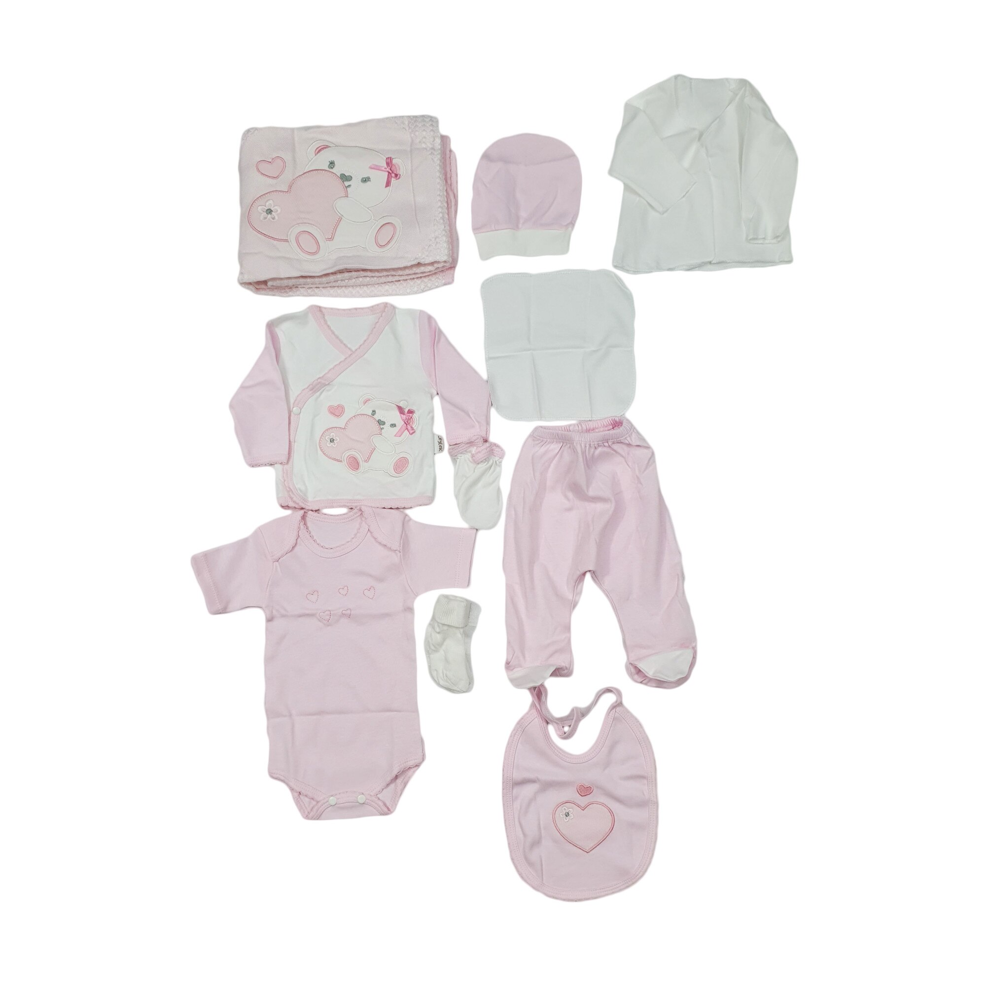 Set nou nascuti, 10 piese roz, varsta 0-3 luni