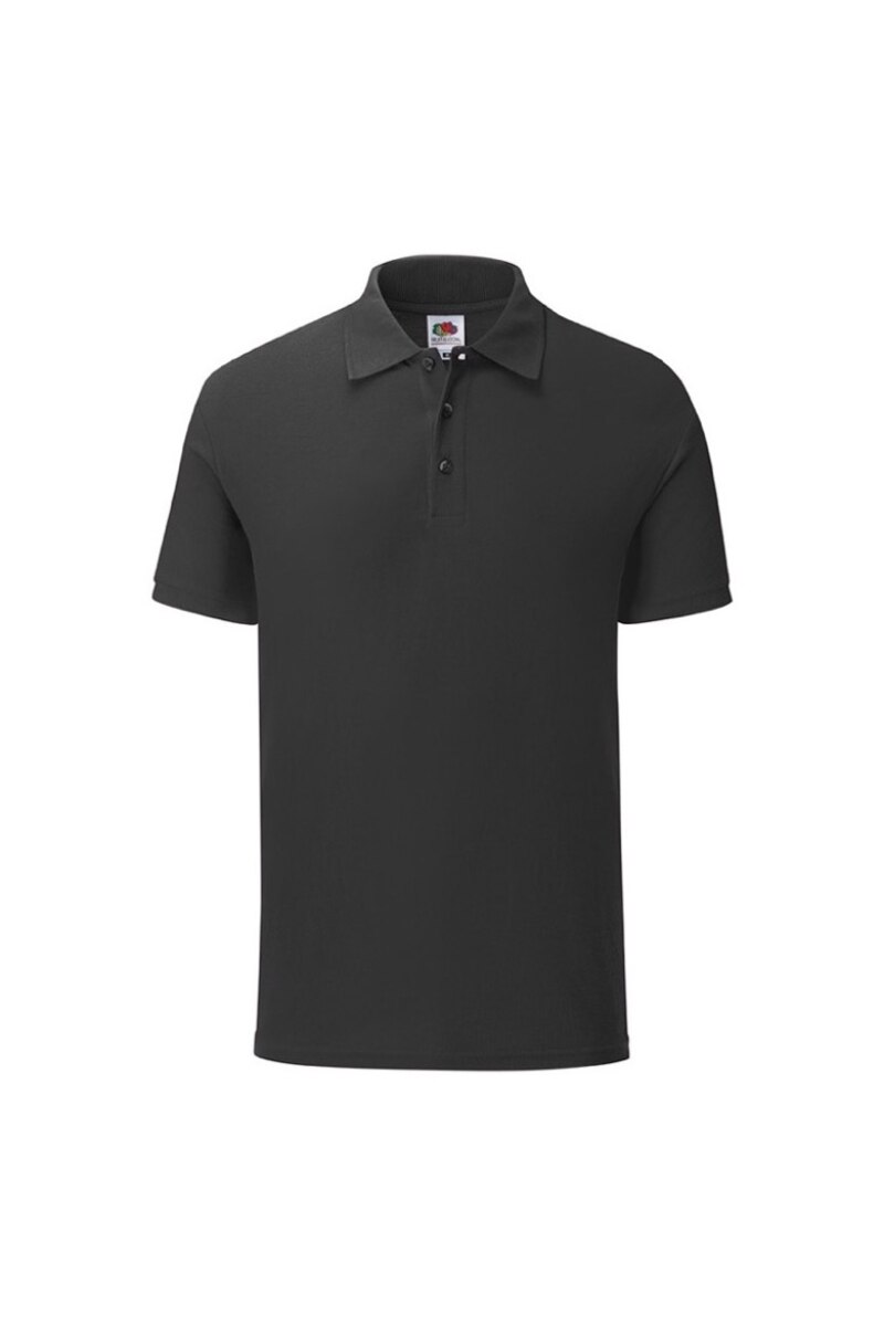 Tricou polo barbati Fruit of the Loom Iconic, Bumbac, Negru