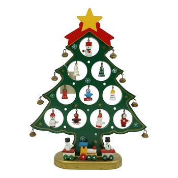 Decoratiune Craciun, Brad, Verde, 10 cavitati cu ornamente, 20.5 cm x 28 cm, Lemn, Flippy Decoratiune Craciun, Brad, Verde, 10 cavitati cu ornamente, 20.5 cm x 28 cm, Lemn, Flippy