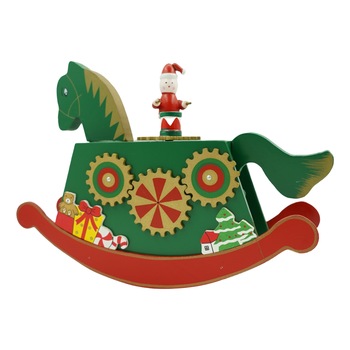 Cutiuta muzicala decorata de Craciun, Ponei, Verde, din Lemn, 18 cm x 25 cm, Interior, Flippy Cutiuta muzicala decorata de Craciun, Ponei, Verde, din Lemn, 18 cm x 25 cm, Interior, Flippy