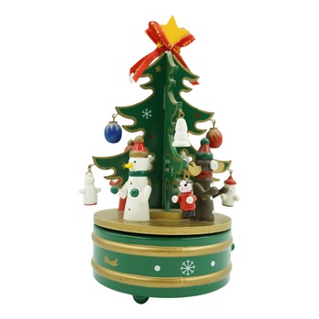 Cutiuta muzicala decorata de Craciun Bradut, Verde, din Lemn, 12 cm x 22 cm, Interior, Flippy Cutiuta muzicala decorata de Craciun Bradut, Verde, din Lemn, 12 cm x 22 cm, Interior, Flippy