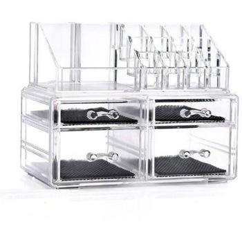 Organizator pentru cosmetice si bijuterii SIKS®, 4 sertare, alb/transparent Organizator pentru cosmetice si bijuterii SIKS®, 4 sertare, alb/transparent