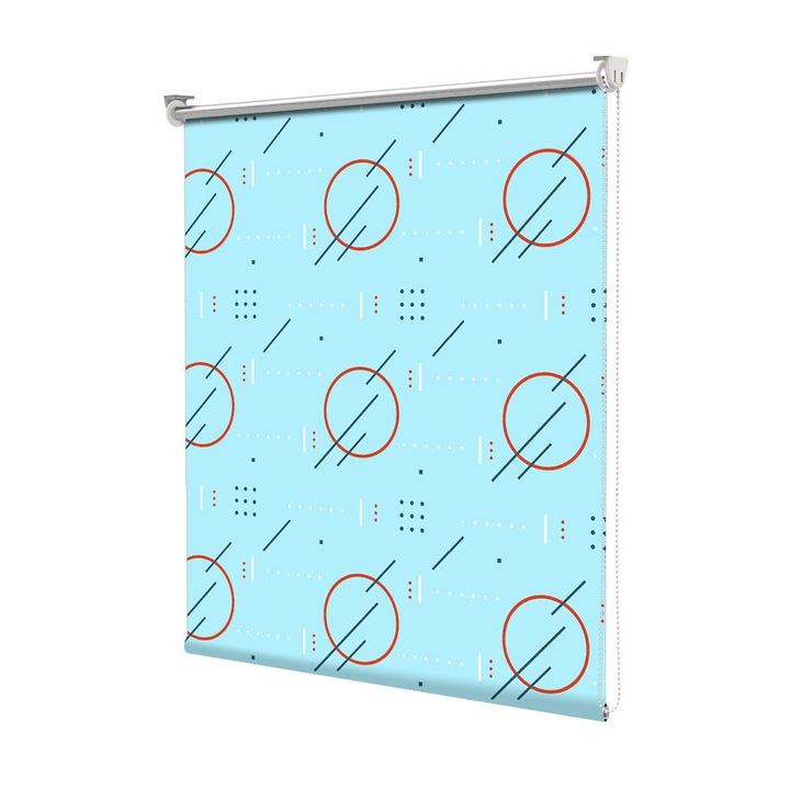 Roleta Art Shade tip Jaluzea cu Rulou si sistem inclus, Art Star, Forme cu aspect de flori pe fundal negru, Pattern, Decoratiuni, Latime 90 cm x Inaltime 190 cm