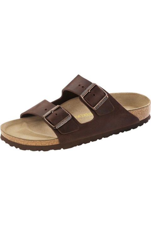 Birkenstock, Arizona uniszex csatos bőrpapucs, Barna, 42