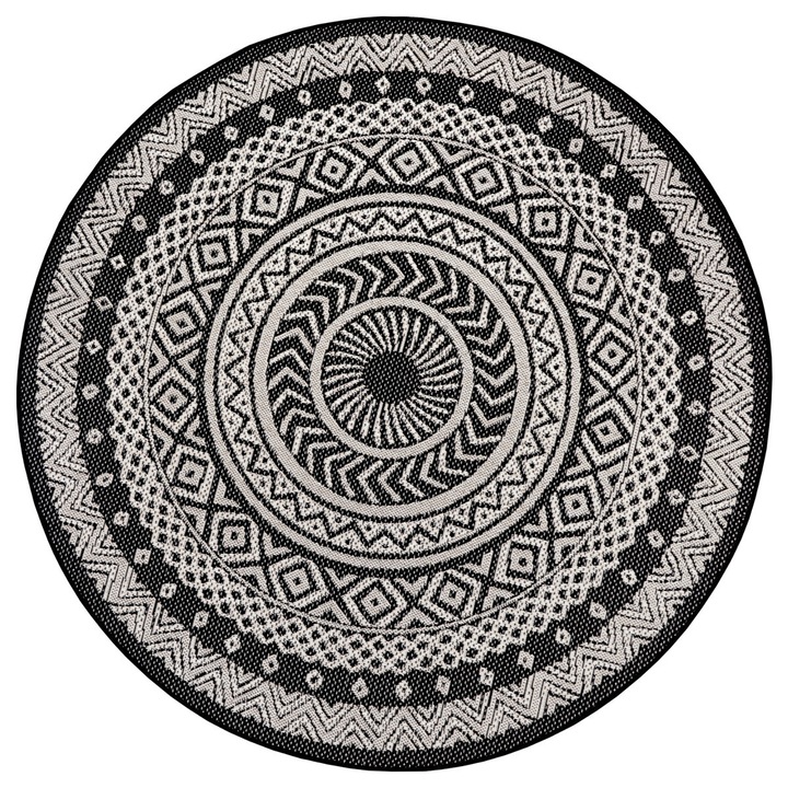 Covor Modern & Geometric Flat, Negru 160x160, Rotund, C13-4711666