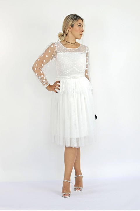 ambar studio, Stefany bővülő fazonú midiruha csipkebetéttel, Fehér
