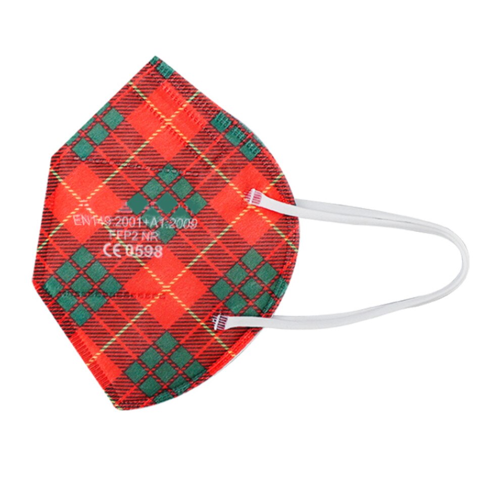 Masca Rosu/verde FFP2, model AD-1001, 5 straturi, Conforma cu CE, ambalata individual