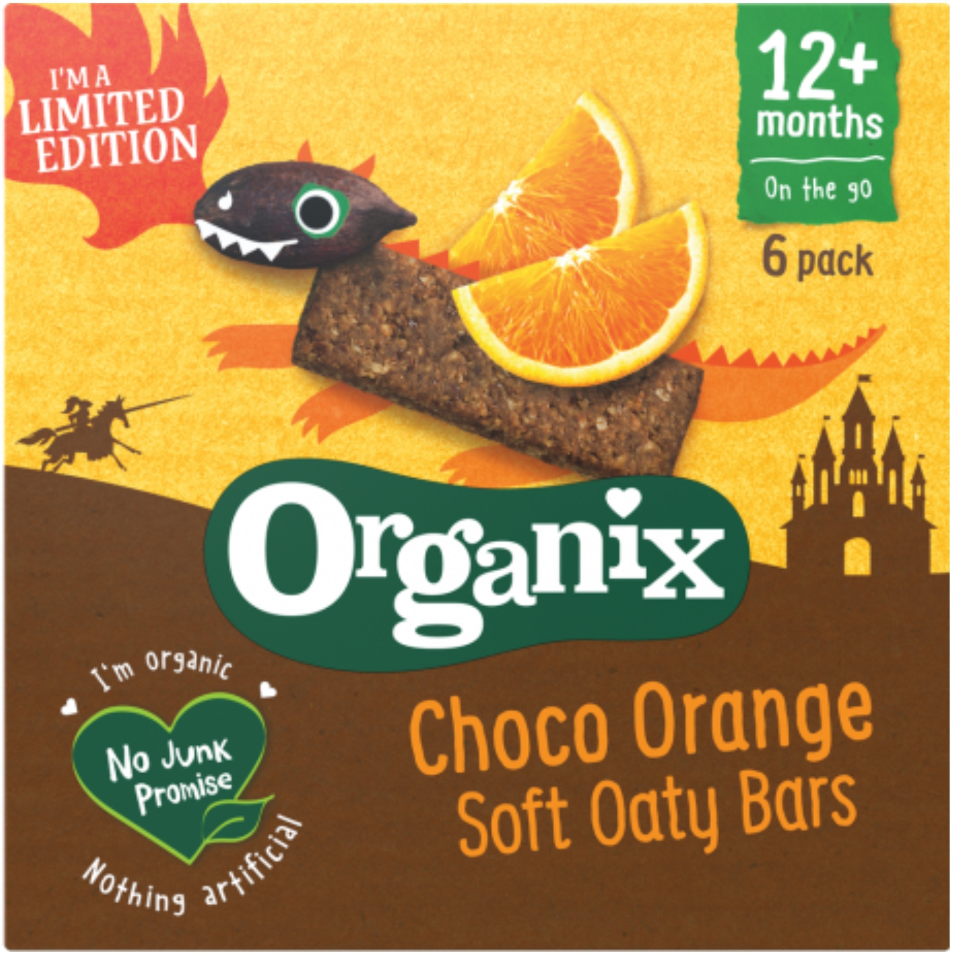 Batoane din ovaz integral cu cacao Organix Bio Choco Orange, 6buc x 30g, de la 12 luni