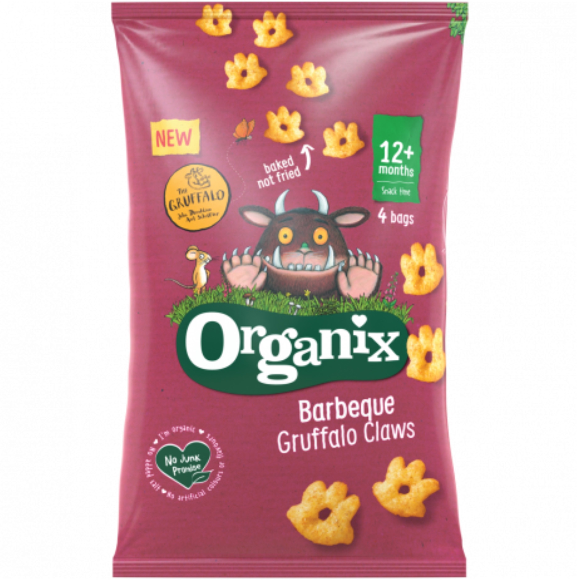 Figurine din porumb cu barbecue Organix Bio Gruffalo, 4buc x 15g, de la 12 luni