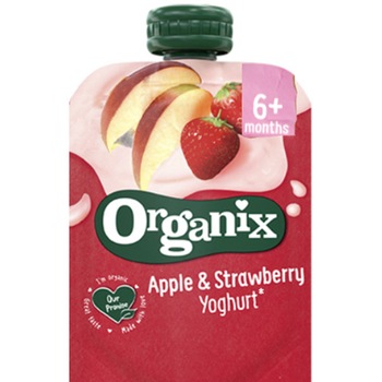 Iaurt cu mere si capsuni Organix Bio, 100g, de la 6 luni Iaurt cu mere si capsuni Organix Bio, 100g, de la 6 luni