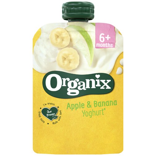 Iaurt cu mere si banane Organix Bio, 100g, de la 6 luni