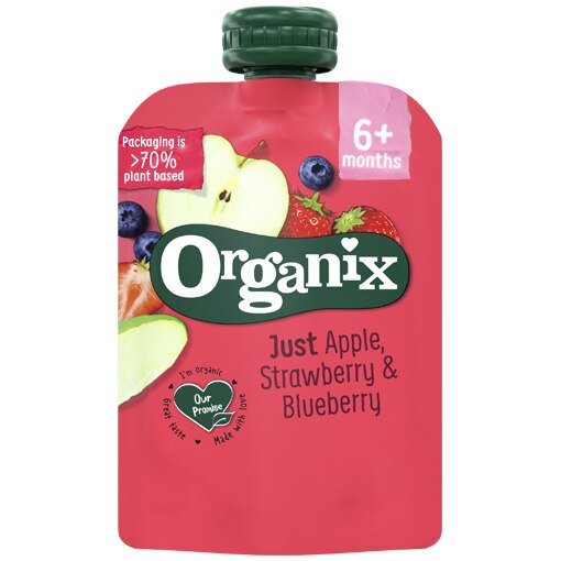 Piure de mere, capsuni si afine Organix Bio, 100g, de la 6 luni