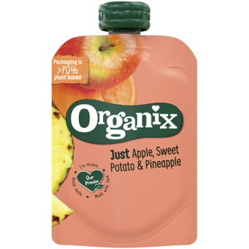 Piure de mere, cartof dulce și ananas Organix Bio, 100g, de la 12 luni Piure de mere, cartof dulce și ananas Organix Bio, 100g, de la 12 luni