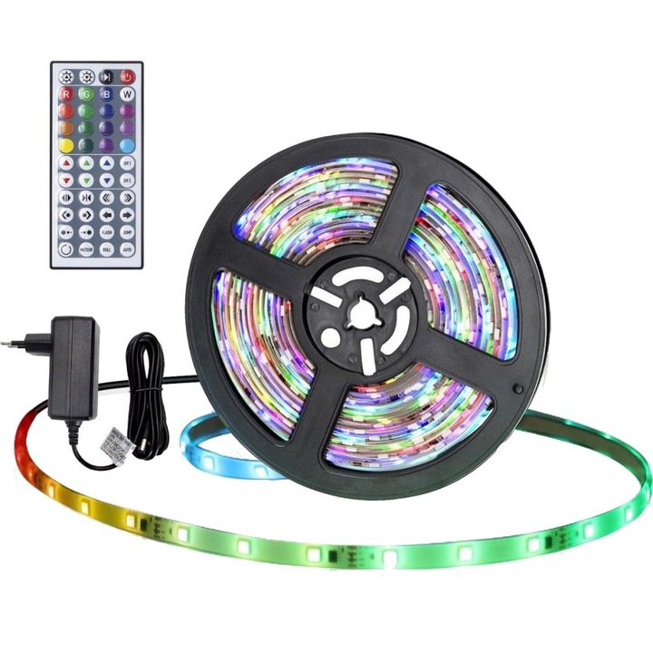 Kit banda LED RGB digitala impermeabila, lungime 5m 30 LED/m