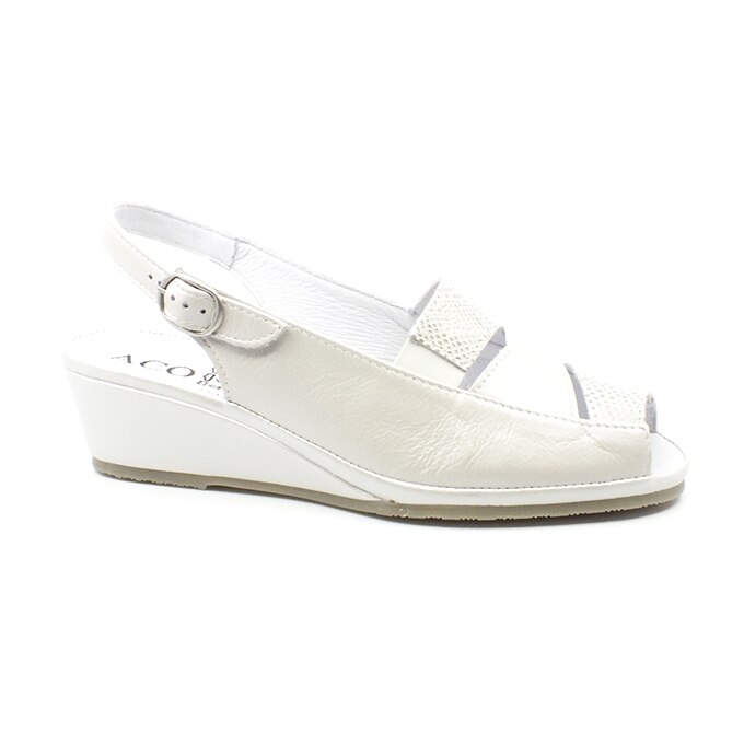 Sandale dama, ACO, piele, alb, Alb
