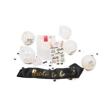 Set petrecerea burlacitelor Glam Bride - 1 x Esarfa Bride to be, 13 x tatuaje, 5x baloane, Jocuri downloadabile Set petrecerea burlacitelor Glam Bride - 1 x Esarfa Bride to be, 13 x tatuaje, 5x baloane, Jocuri downloadabile