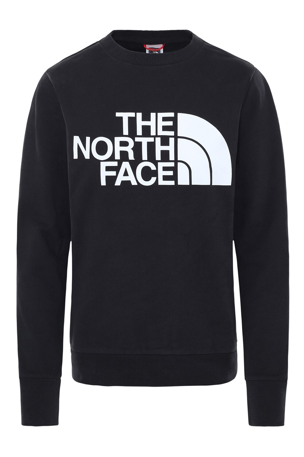The North Face, Bluza sport cu decolteu rotund si logo, Negru/Alb