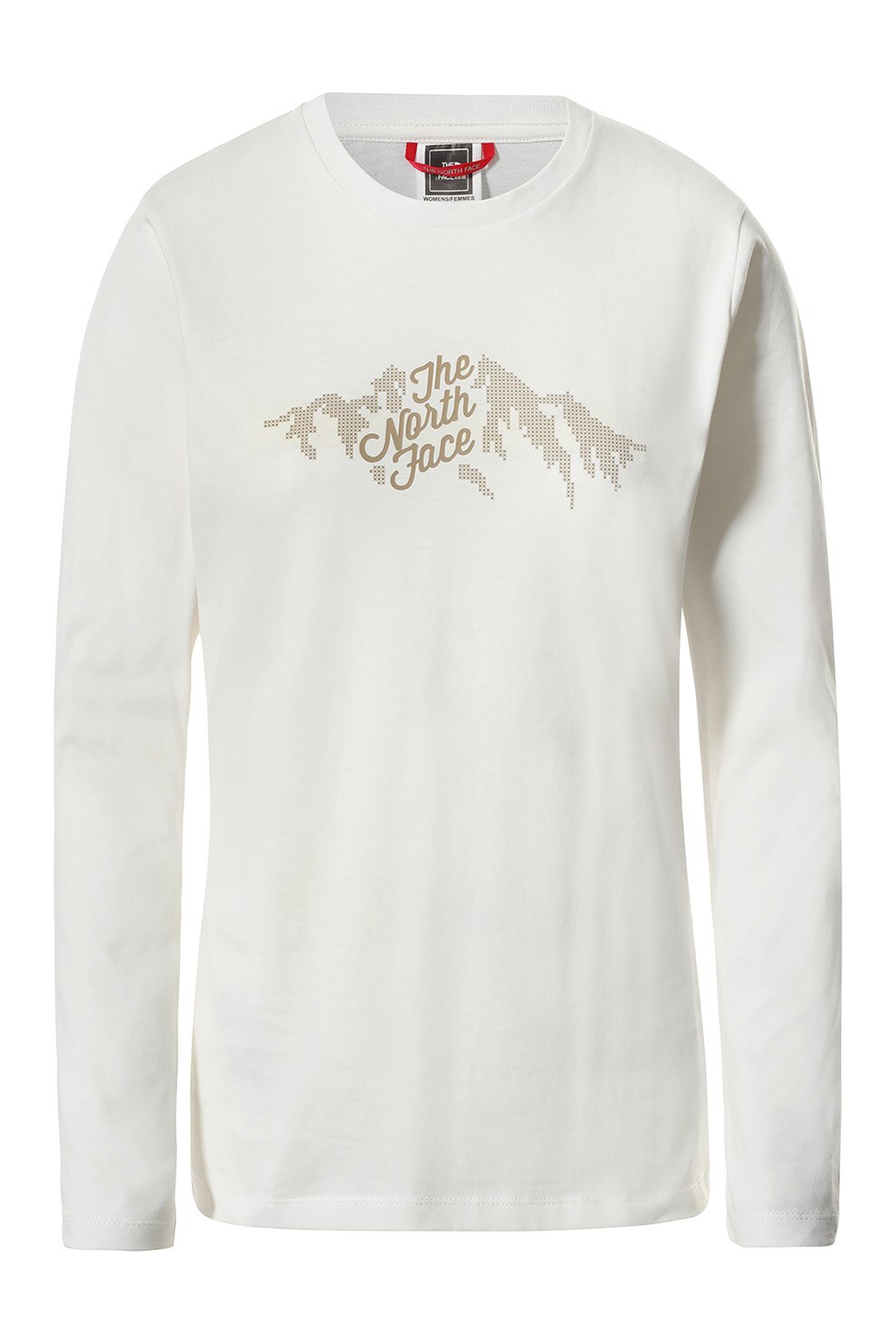 The North Face, Bluza sport cu decolteu la baza gatului si imprimeu logo, Alb/Maro nisip