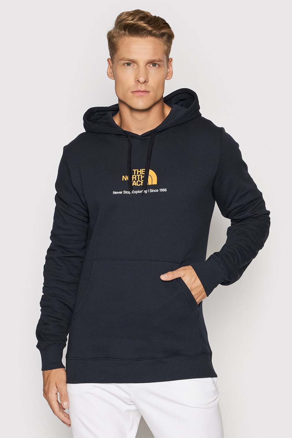 The North Face, Hanorac cu imprimeu si buzunar kangaroo New Climb, Bleumarin, L