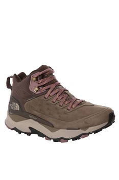 The North Face, Ghete impermeabile cu insertii din piele pentru drumetii Vectiv Exploris, Maro taupe deschis/Roz prafuit The North Face, Ghete impermeabile cu insertii din piele pentru drumetii Vectiv Exploris, Maro taupe deschis/Roz prafuit