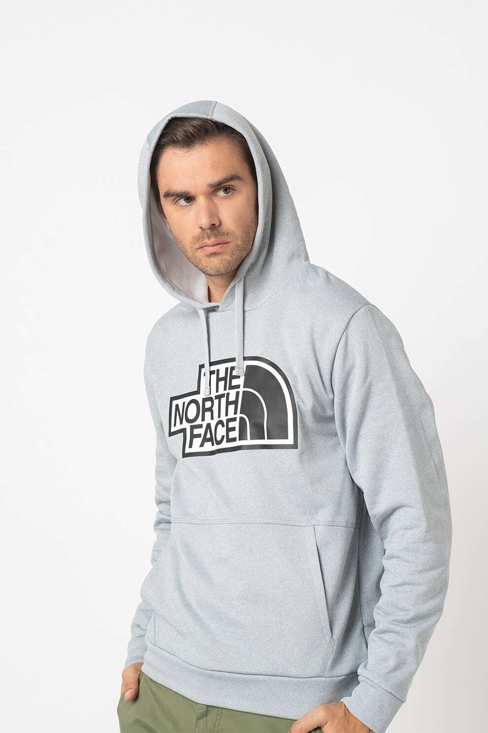 The North Face, Hanorac cu snur si captuseala din fleece Exploration, Gri deschis melange