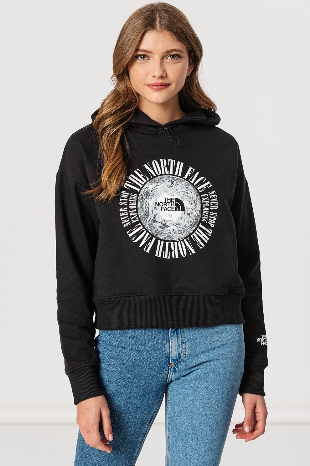 The North Face, Hanorac cu imprimeu logo Expedition, Negru/Alb