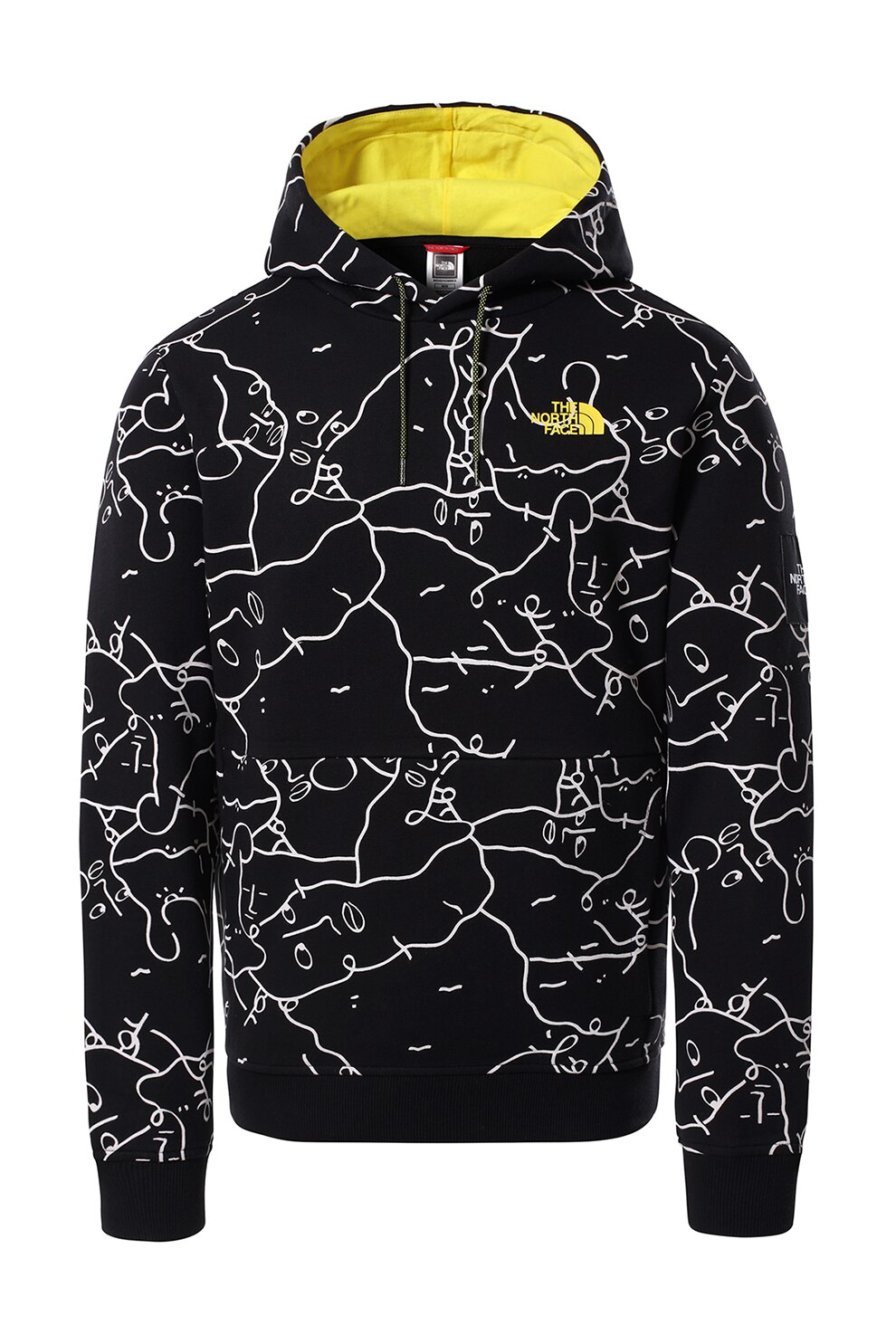 The North Face, Hanorac cu imprimeu si snur Search&Rescue, Negru/Alb/Galben, L