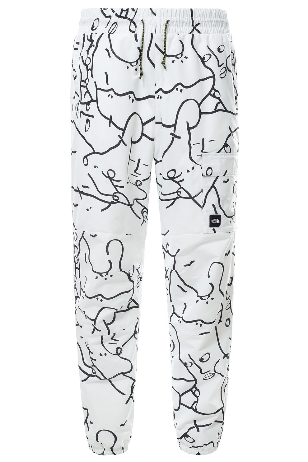 The North Face, Pantaloni cu imprimeu si snur de ajustare in talie Wind Ribstop, Alb/Negru