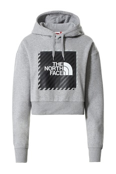 The North Face, Hanorac crop cu maneci cazute si imprimeu logo Coordinated, Gri deschis melange/Negru The North Face, Hanorac crop cu maneci cazute si imprimeu logo Coordinated, Gri deschis melange/Negru