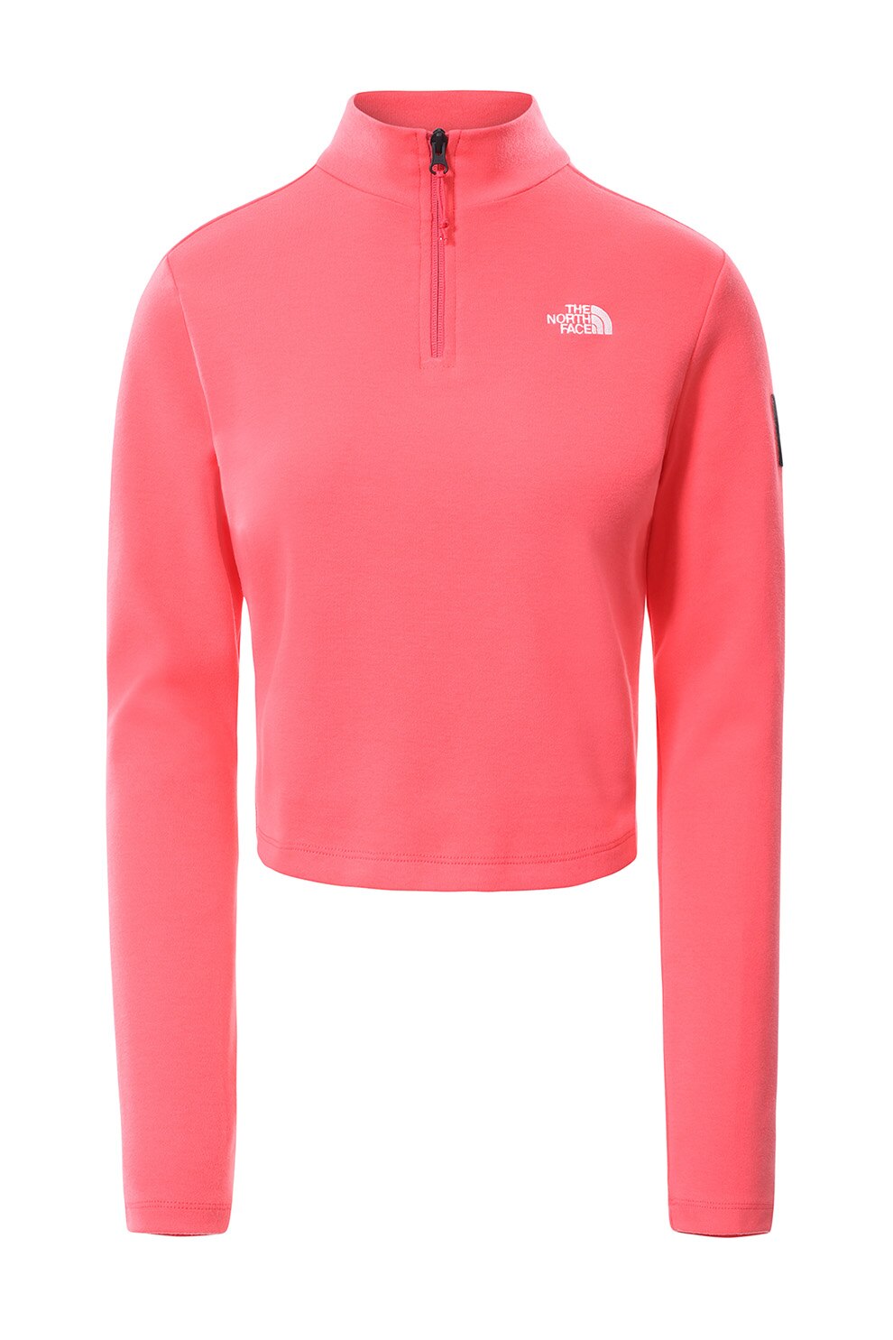 The North Face, Bluza sport crop cu fenta cu fermoar, Roz, XS
