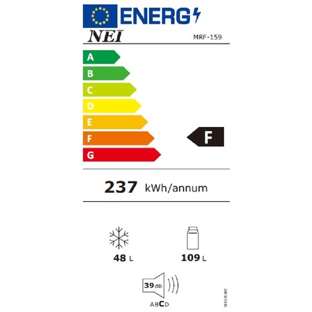Combina frigorifica cu doua usi NEI MRF-159 ix, SmartFrost, Clasa F, control electronic, inox