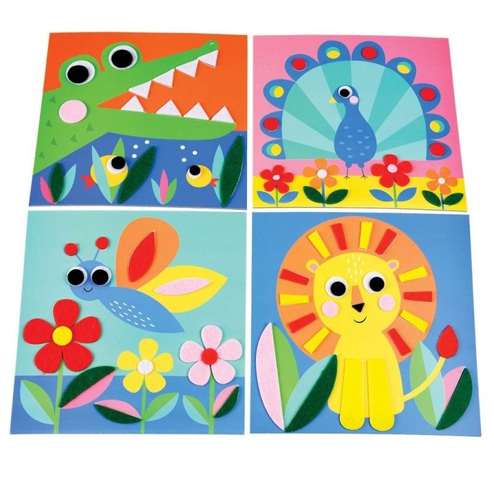 Set pictura - Animale, Rex London, Carton/Fetru, 10 bucati, Multicolor