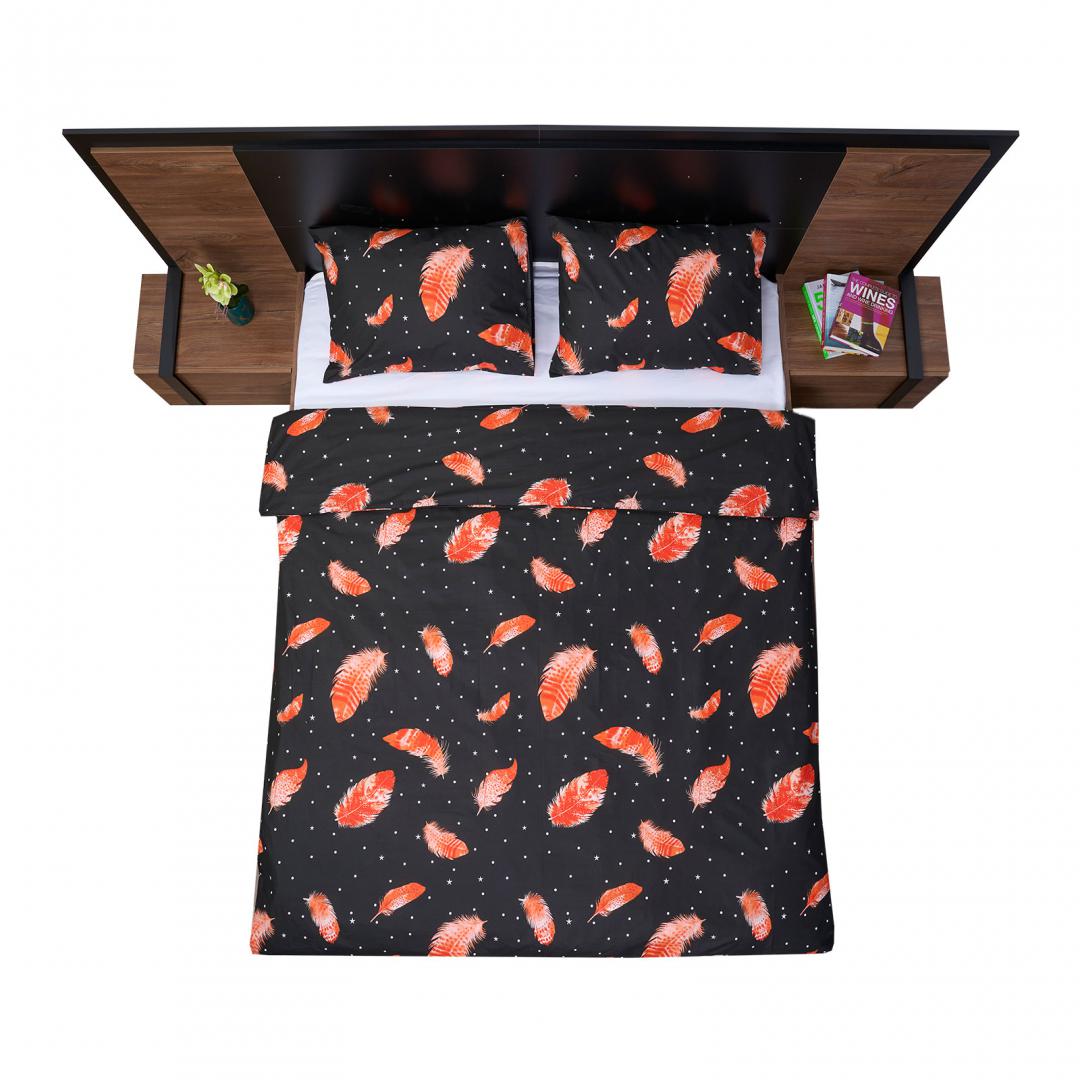 Lenjerie de pat dublu, 4 piese, 132TC, bumbac 100%, model Pene, Multicolor