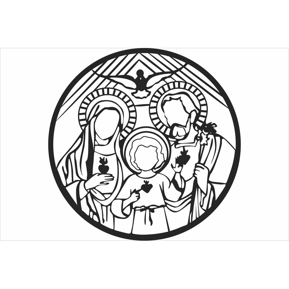 Decor perete Personalizabil Familia Sfanta din lemn 38 cm x 38 cm