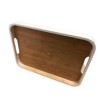 Tava servire Excellent Houseware, bambus, 36x26x3, maro/alb Tava servire Excellent Houseware, bambus, 36x26x3, maro/alb