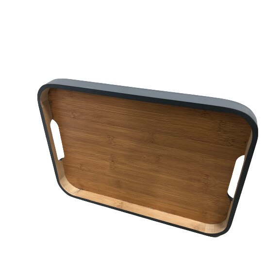 Tava servire Excellent Houseware, bambus, 36x26x3, maro/gri