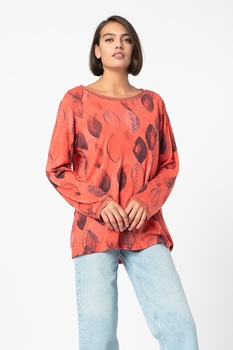 Z ONE by ZABAIONE, Bluza lejera cu decolteu rotund, Rosu vermilion/Bleumarin, S-M Z ONE by ZABAIONE, Bluza lejera cu decolteu rotund, Rosu vermilion/Bleumarin, S-M