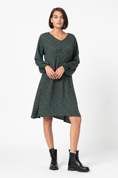 Zabaione, Rochie cu imprimeu si decolteu in V Cecile, Verde inchis/Galben Zabaione, Rochie cu imprimeu si decolteu in V Cecile, Verde inchis/Galben