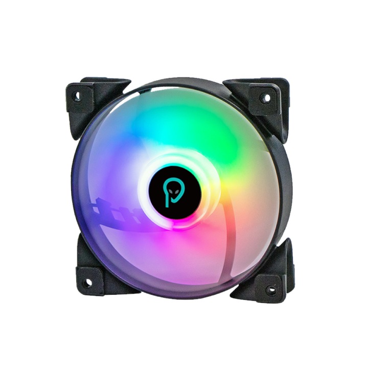 Вентилатор Spacer, 120x120x25 мм, ARGB светлина различни цветови настройки за игра, 4-пинов конектор