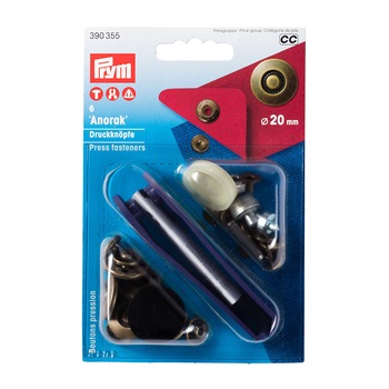 Set capse metalice, anorak pentru textile, de 20 mm, culoare alama antica, capac cu design, cu aplicator, 6 buc, Prym Set capse metalice, anorak pentru textile, de 20 mm, culoare alama antica, capac cu design, cu aplicator, 6 buc, Prym