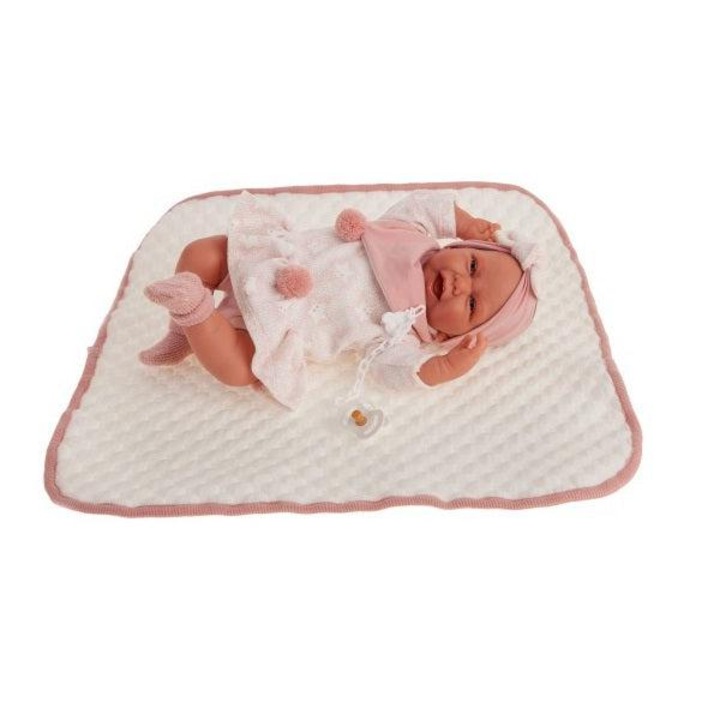 Antonio Juan mosolygós puha tapintású baba, cumival, rózsaszín - 40 cm-es